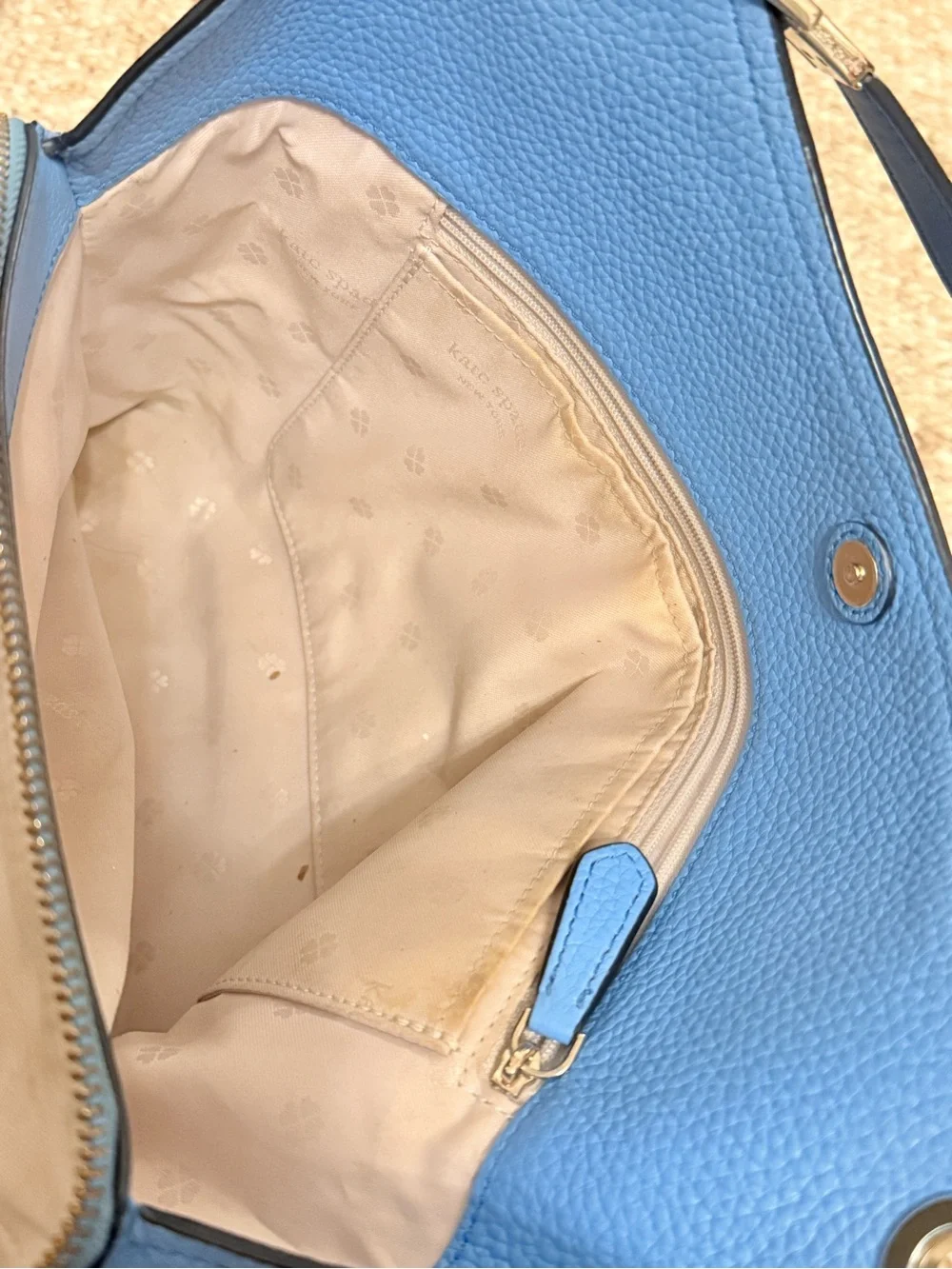 kate spade Sky Blue Leather Shoulder Bag with Tassel